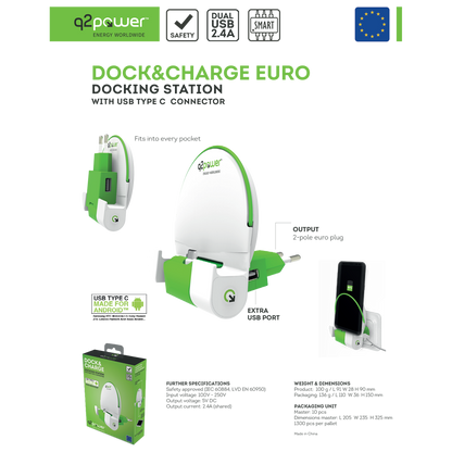 q2power Docking station sa type C konektorom - DOCK&CHARGE C EURO