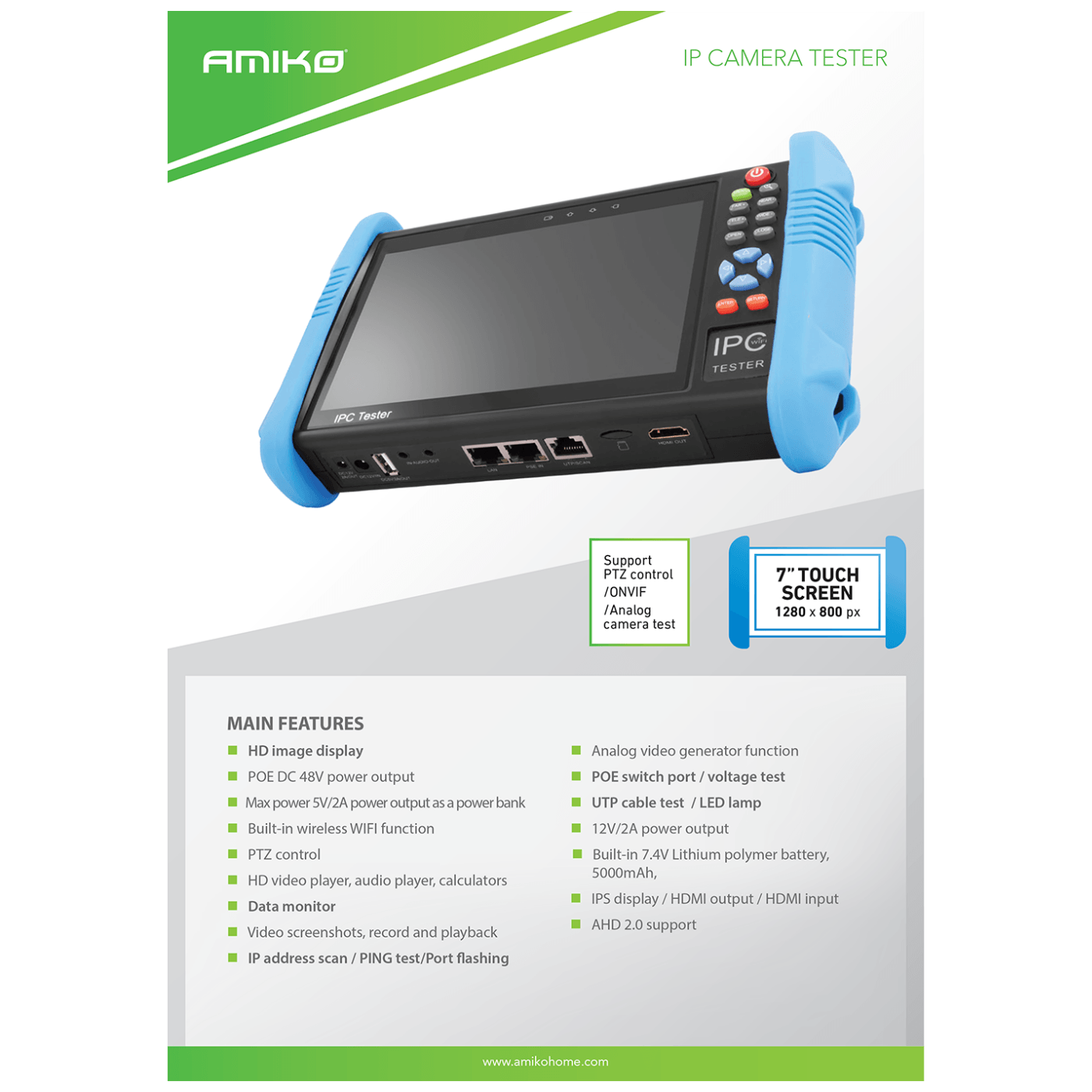 Amiko Home Tester Android za IP i analogne video kamere - IPC-9800 ADH Plus