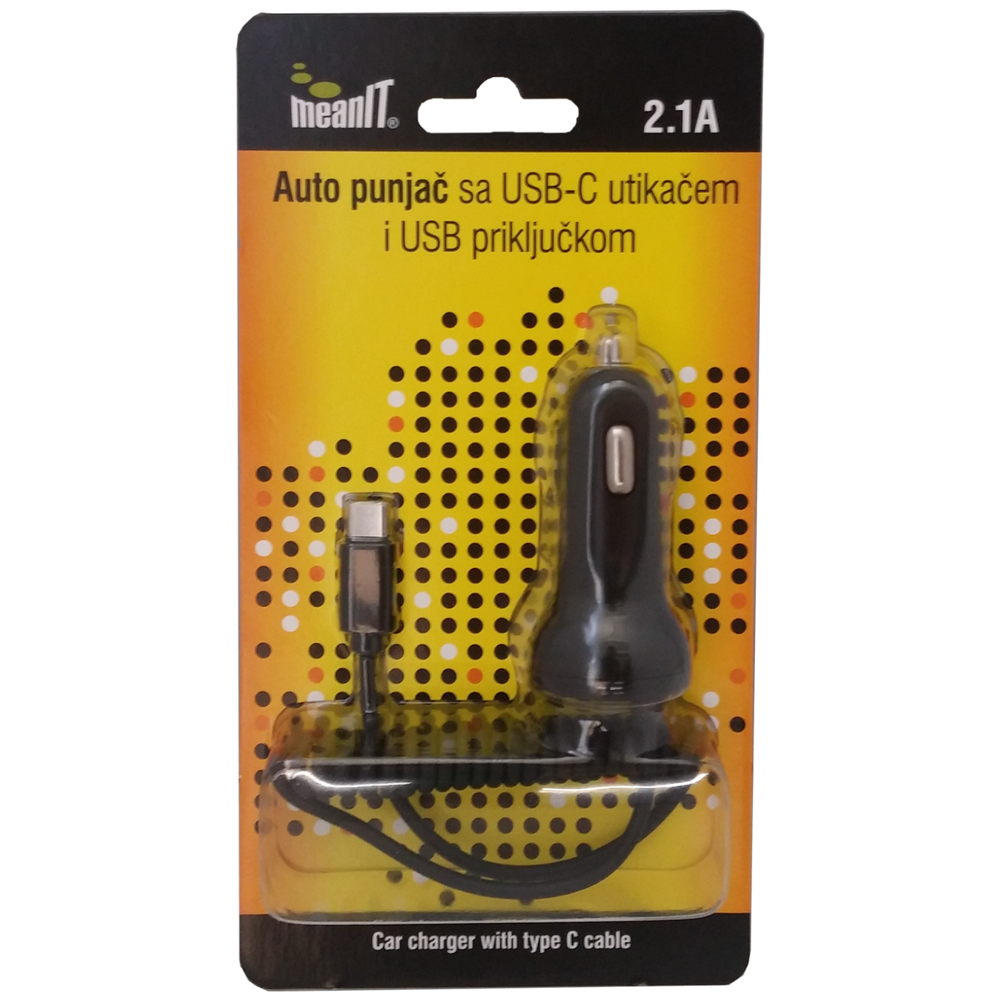 MeanIT Punjač, auto, sa USB i USB type C priključkom, 2.1A - AUTO PUNJAČ SA USB C