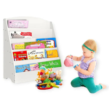 Dječija Polica GINGER HOME, Organizator sa Rafinama za Knjige i Časopise, Drvena, Bijela, 80x30x80 cm