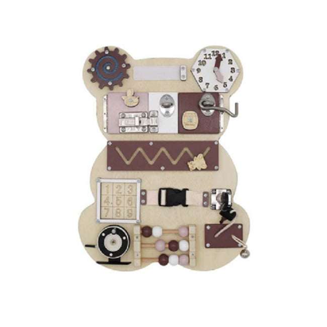 Drvena Montessori Aktivna Tabla Meca GINGER HOME, Ploča za Finu Motoriku, 30x39 cm