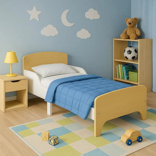Dječiji Drveni Krevet sa Zaštitom i Podnicom 140/70 cm – GINGER HOME