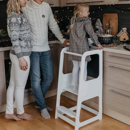 Montessori Kula GINGER HOME, Edukativna Stolica sa Crnom Tabom i Podesivom Visinom, Bijela, za Djecu 1–4 godine