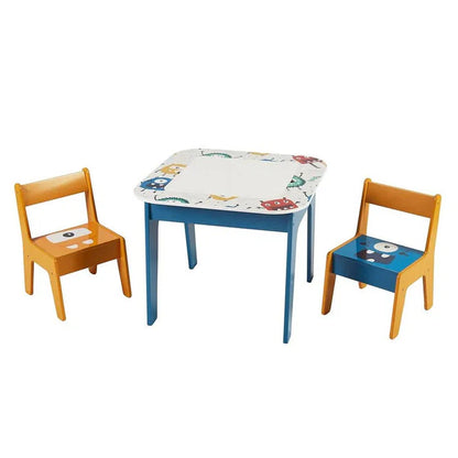 Dječiji Sto sa 2 Stolice, Set – Dvostrani, za Učenje, Crtanje i LEGO Konstrukcije – MONSTER