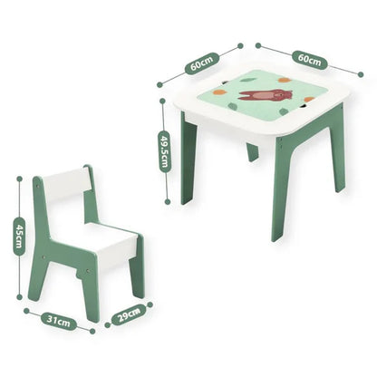 Dječija Masica sa Stolicama 4 u 1 GINGER HOME, 2 Ploče, Crna Tabla i Ploča za LEGO Konstruktore, FOREST