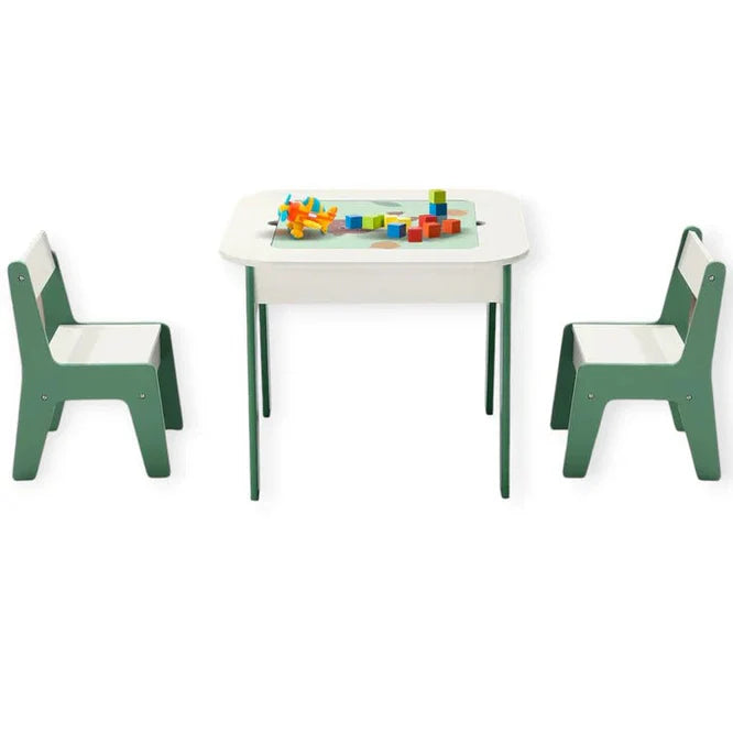 Dječija Masica sa Stolicama 4 u 1 GINGER HOME, 2 Ploče, Crna Tabla i Ploča za LEGO Konstruktore, FOREST