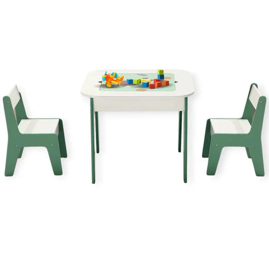 Dječija Masica sa Stolicama 4 u 1 GINGER HOME, 2 Ploče, Crna Tabla i Ploča za LEGO Konstruktore, FOREST
