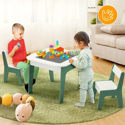 Dječija Masica sa Stolicama 4 u 1 GINGER HOME, 2 Ploče, Crna Tabla i Ploča za LEGO Konstruktore, FOREST
