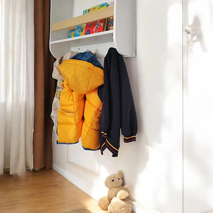 Zidna Dječija Polica GINGER HOME – Bijela, sa Rafinama i Kukama