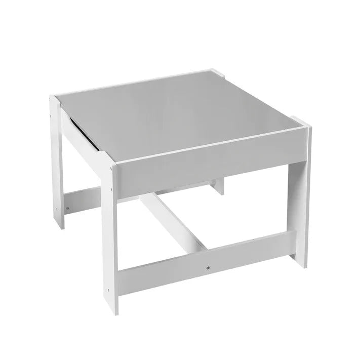 Dječiji Sto sa Stolicama, Dvostrani, sa Crnom Tabom, 2 u 1 za Igru i Skladištenje - WHITE/GREY