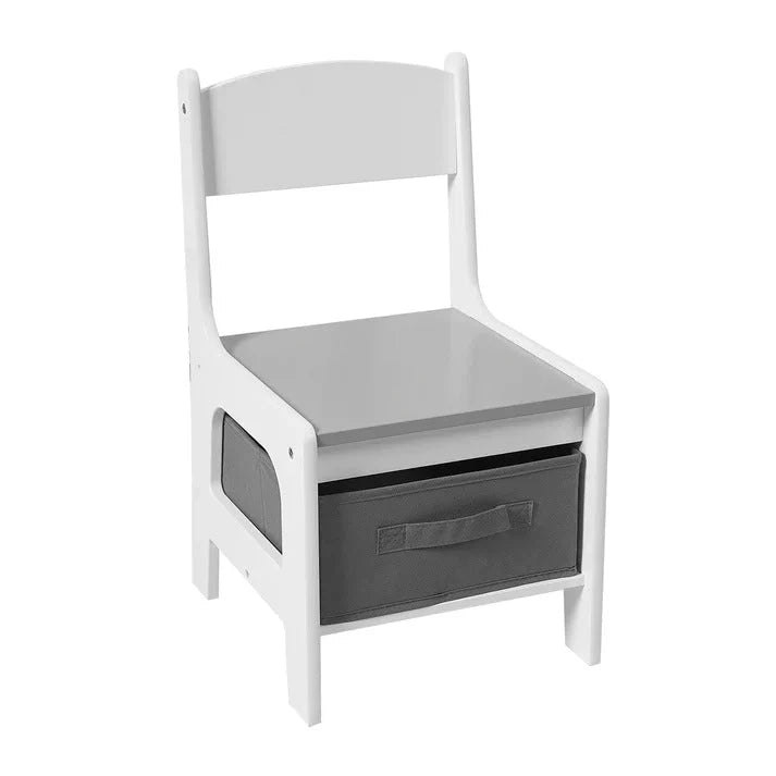 Dječiji Sto sa Stolicama, Dvostrani, sa Crnom Tabom, 2 u 1 za Igru i Skladištenje - WHITE/GREY