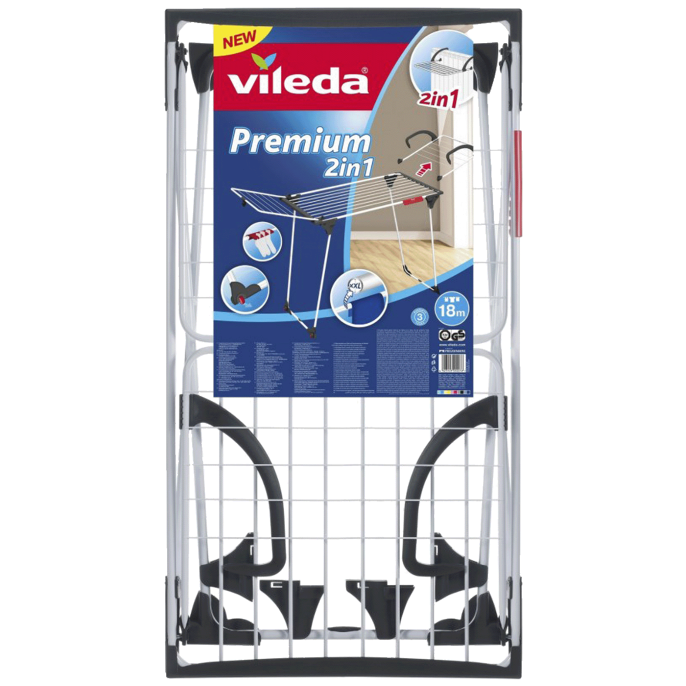 Vileda Sušilo za veš, 2u1, 18 met. žice za sušenje, Premium - Premium 2u1