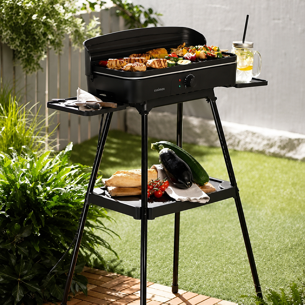 Ambiano stolni grill 2200 W, XXL neprianjajuća ploča 59,5x34,5 cm