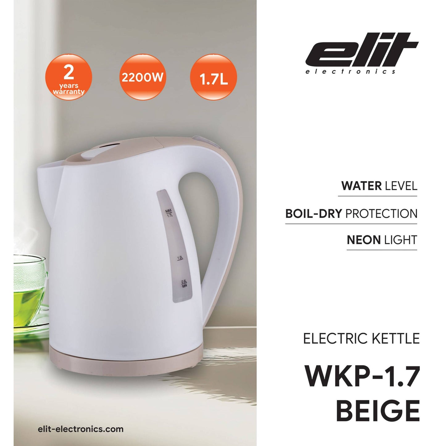 Elit kuhalo za vodu WKP-1.7 bež